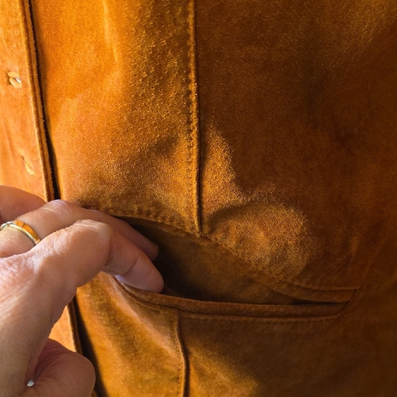Vintage Manteaux Manteaux Suede Jacket – Genuine Leather in Warm Caramel Brown - Picture 6 of 12